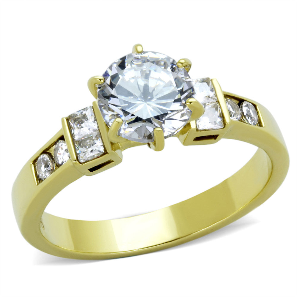 STAINLESS STEEL 316L 14K GOLD ION PLATED 1.25CT CZ ENGAGEMENT RING WOMEN'S SIZE 5-10